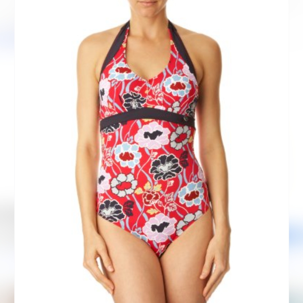 NWT Panache Red Floral One Piece Swimsuit Size US 38DD